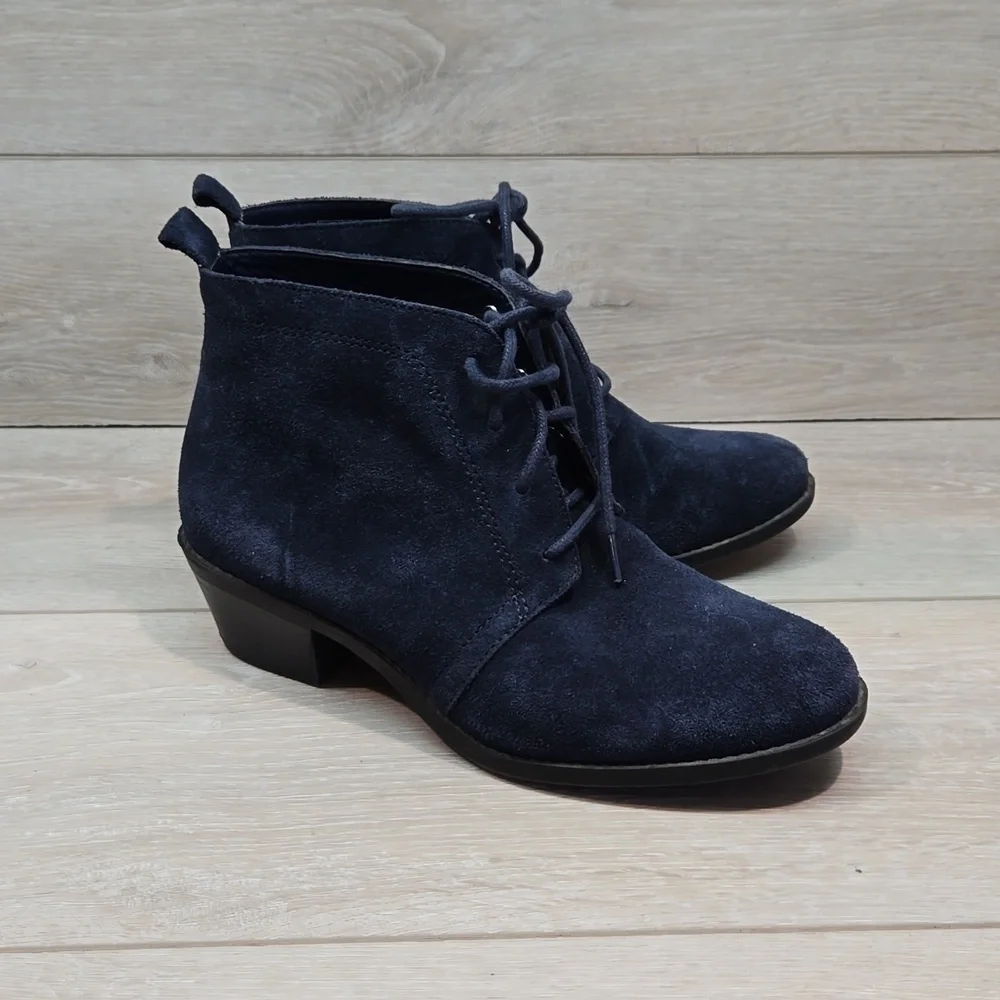 Vionic Women Andi Suede Ankle Heels Boots Lace Up shoes sz 6